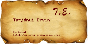 Tarjányi Ervin névjegykártya